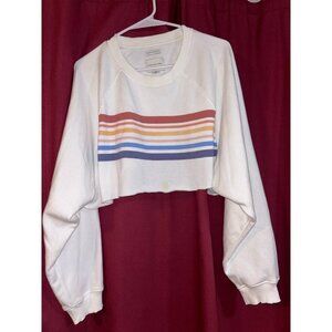 American Eagle white striped cropped crewneck size medium